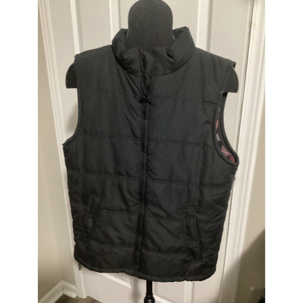 Weather Wear Men's plaid lined vest LG black
